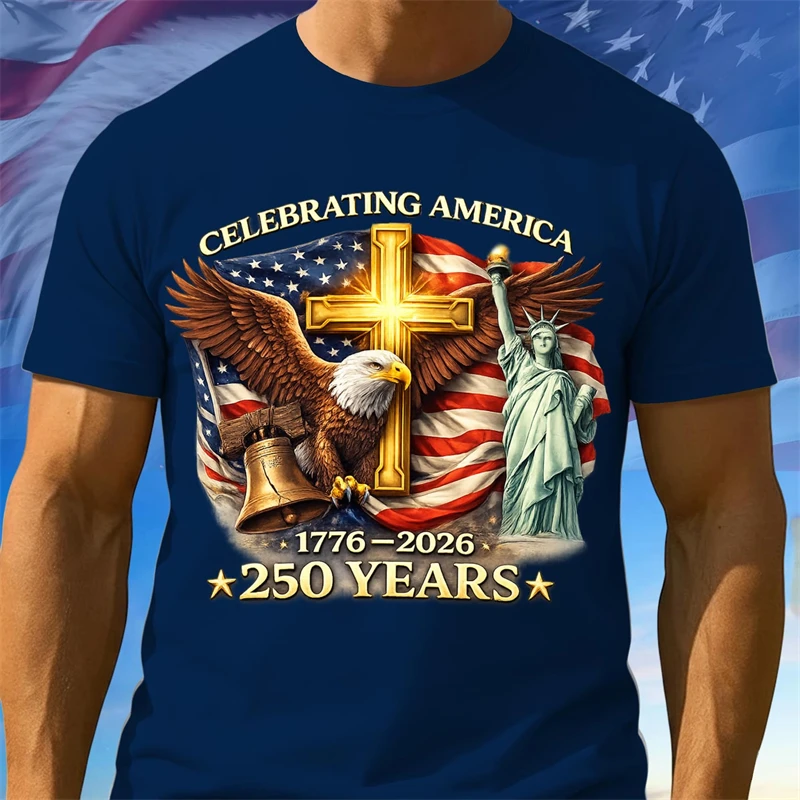 Celebrating America 250 Years T-shirt Men Women 3D Print Statue Of Liberty Retro Pattern T Shirts Festival Street Fashion Tee
