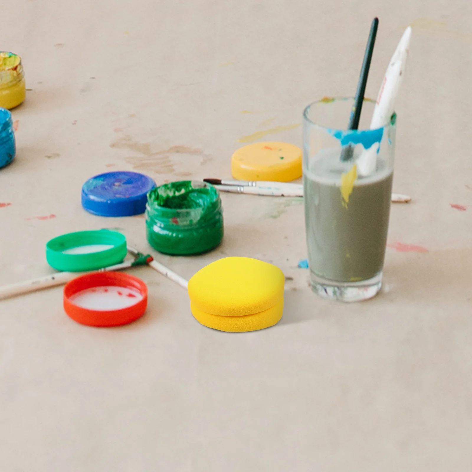 مجموعة إسفنجة رسم مستديرة مكونة من قطعتين لأنشطة الحرف الفنية ذاتية الصنع أداة رسم إسفنجية متعددة الأغراض