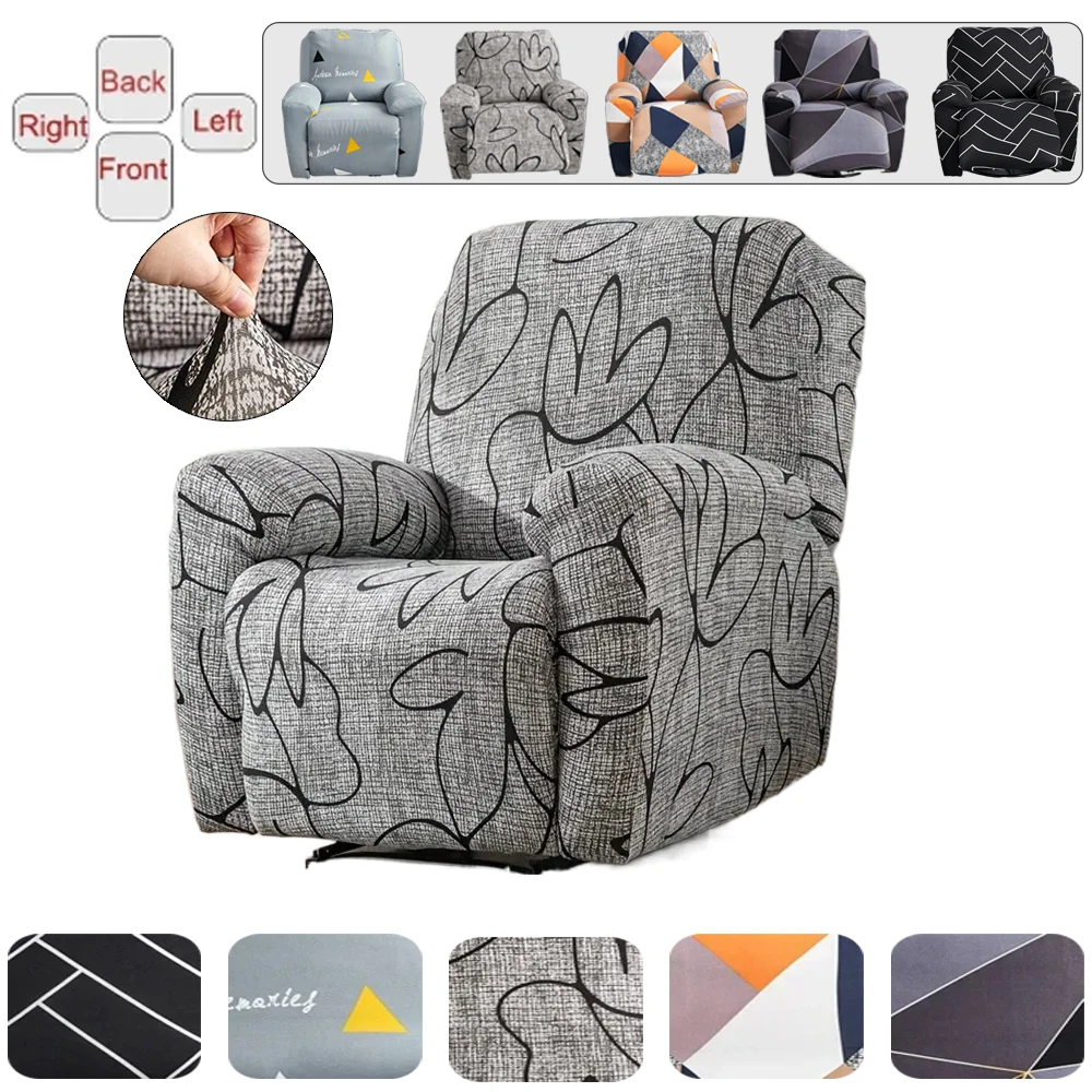 

4pcs/set 1 Seat Printing Stretch Recliner Sofa Cover for Living Room Elastic Non Slip Couch Armchair Covers All-inclusive 쇼파여름커버