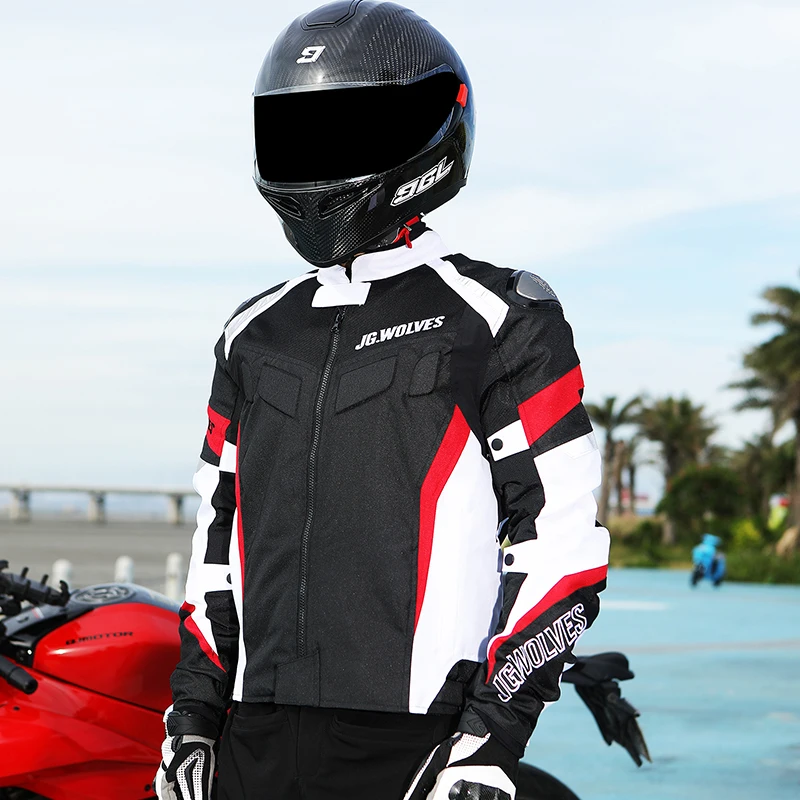 JG WOLVES Men's Motorcycle Jacket Anti-fall Wear-resistant Motorbike Jacket Protector Motocross Racing Clothing Protection
