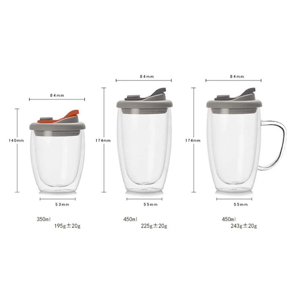 Water Bottle Coffee Travel Cup Set Heat-resistant Double Wall Glass Cup Beer Mug Tea With Lid Leak-Proof Transparent Glass Cups