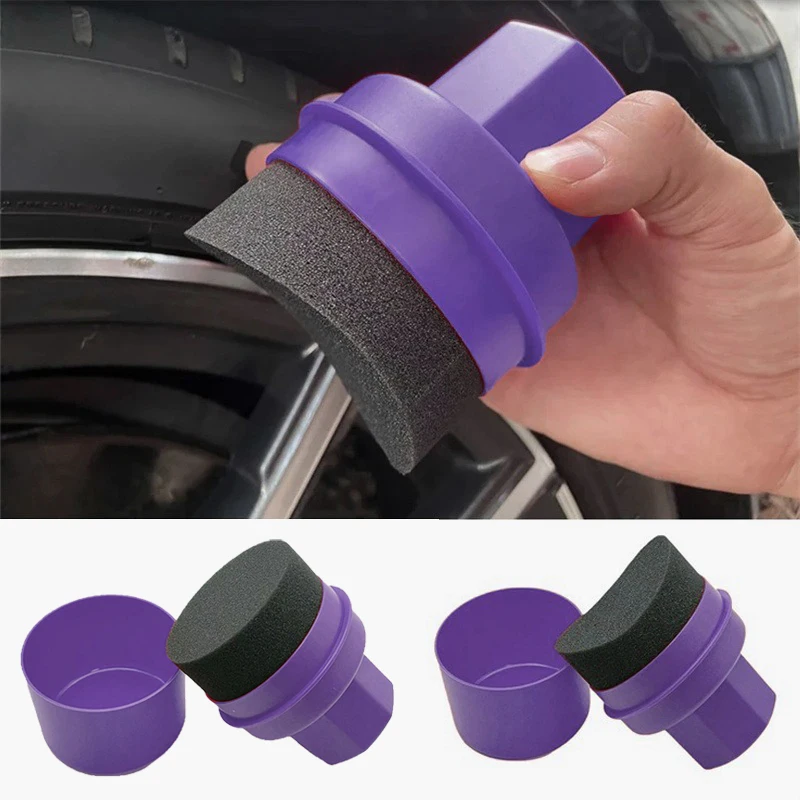 

Car Tire Waxing Sponge Car Wax Applicator Pad With Lid Curved Shaped Easy Waxing Tire Sponge Tire Cleaning Tools Detailing Brush
