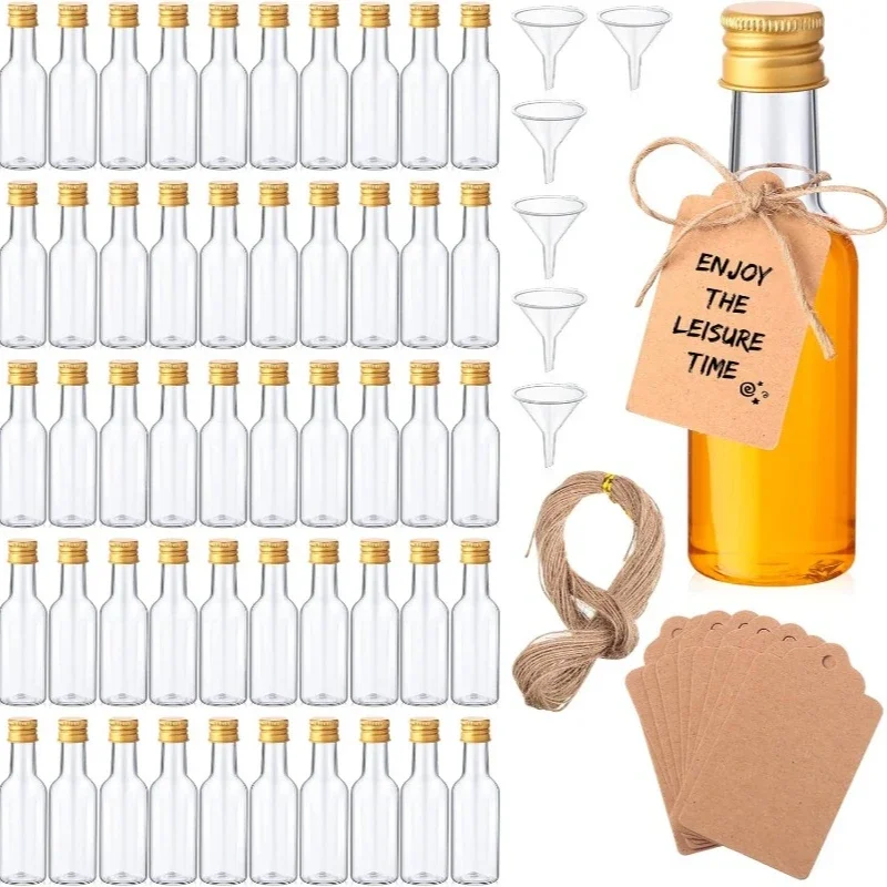 

10/30/50/100Pcs Mini Plastic Wine Bottle Suit 1.7 Oz Portable Clear Juice Bottle Cereal Bottle Christmas Party Decorative Bottle