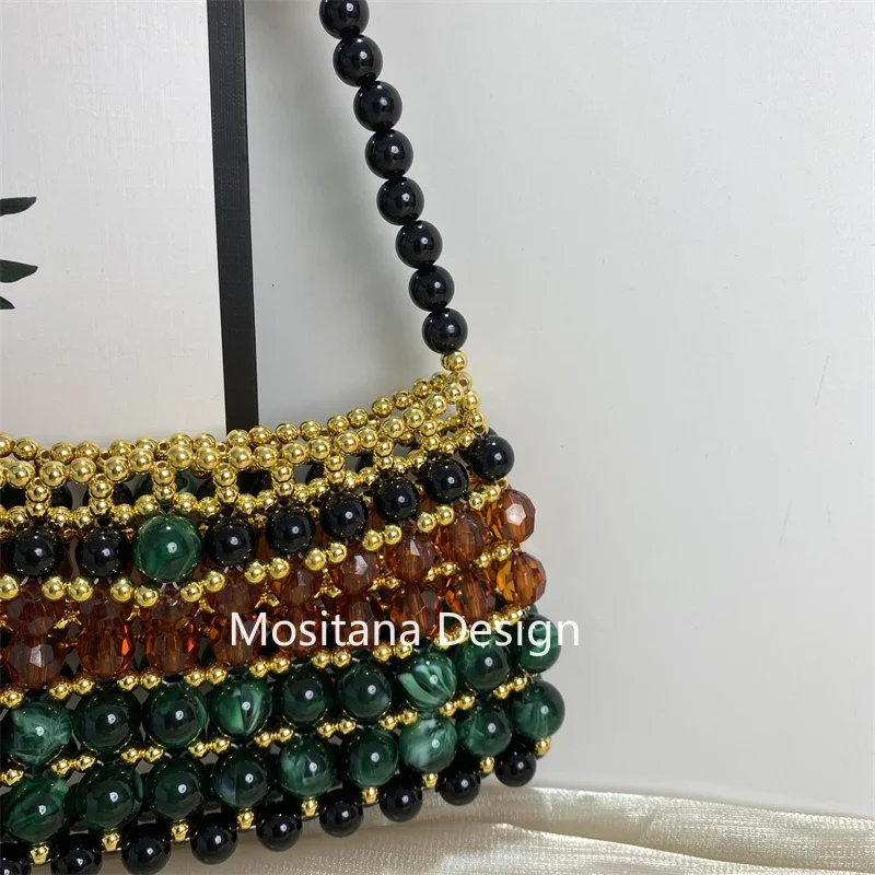 Fashion Simple Bags for Women Vintage Elegance Hot Sale Female Small Mini Shoulder Bag Handmade Beaded 2024 Dinner Party Weeding