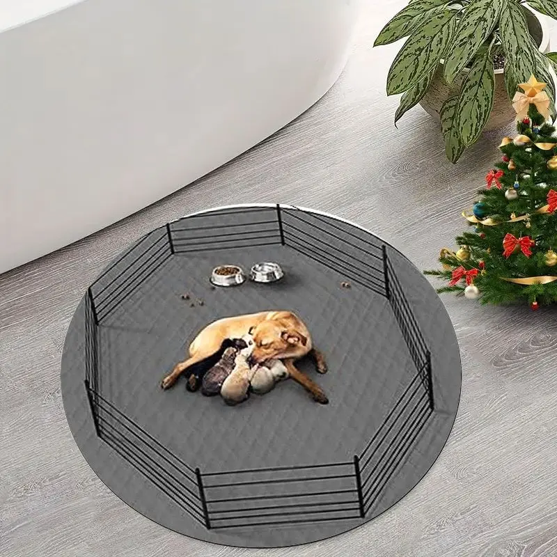Dog Sleeping Pen Round Rug Flannel Pet Lover Decor Dog House Floor Mat Cozy Nap Spot Animal Themed Home Accessory Gift Idea