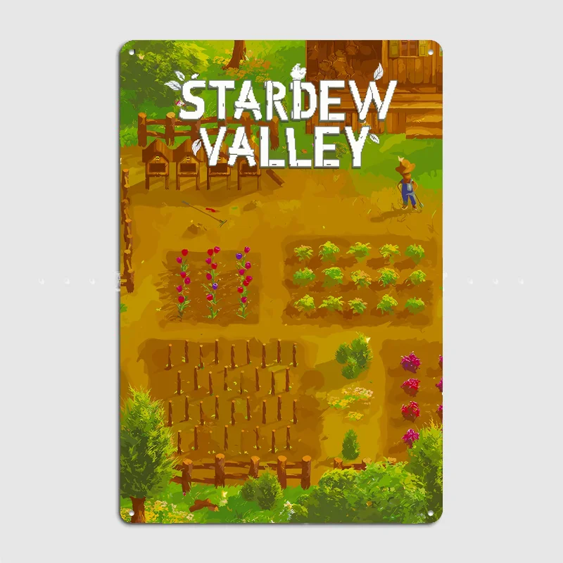 Stardew Valley Farm Scene Poster Metal Tin Sign Indoor Outdoor Home Decor Bar Custom Posters Wall Room Decorations