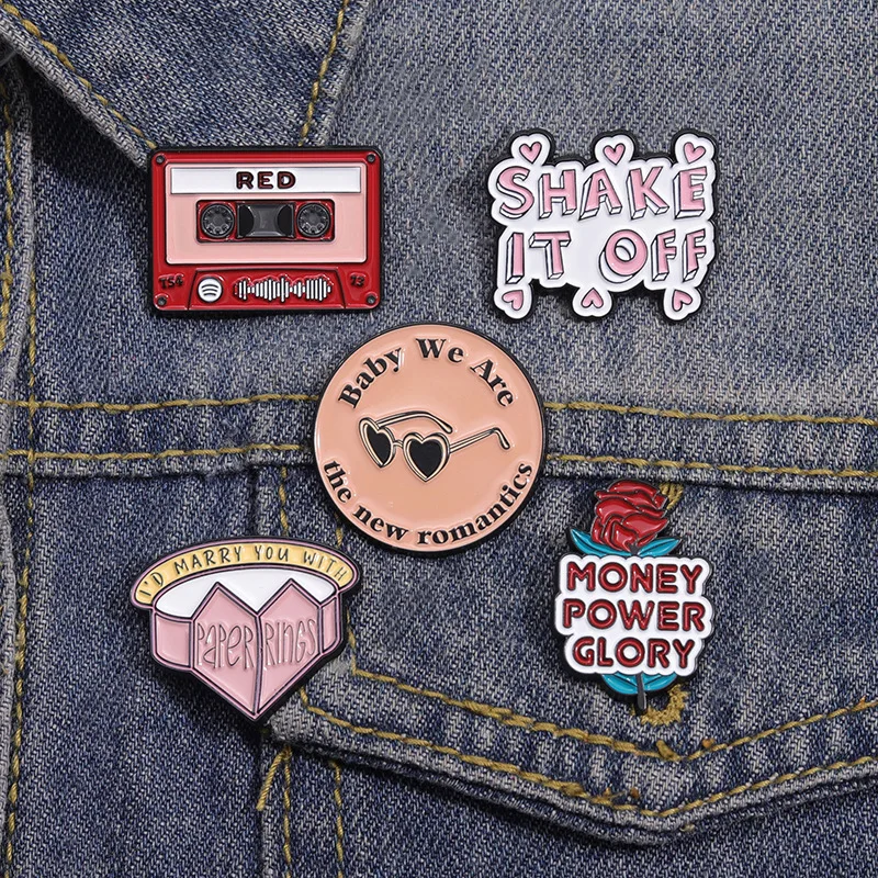 Money Power Glory Enamel Pins Shake It Off Feminist Quotes Brooch Lapel Badges Jewelry Gift for Friends Women