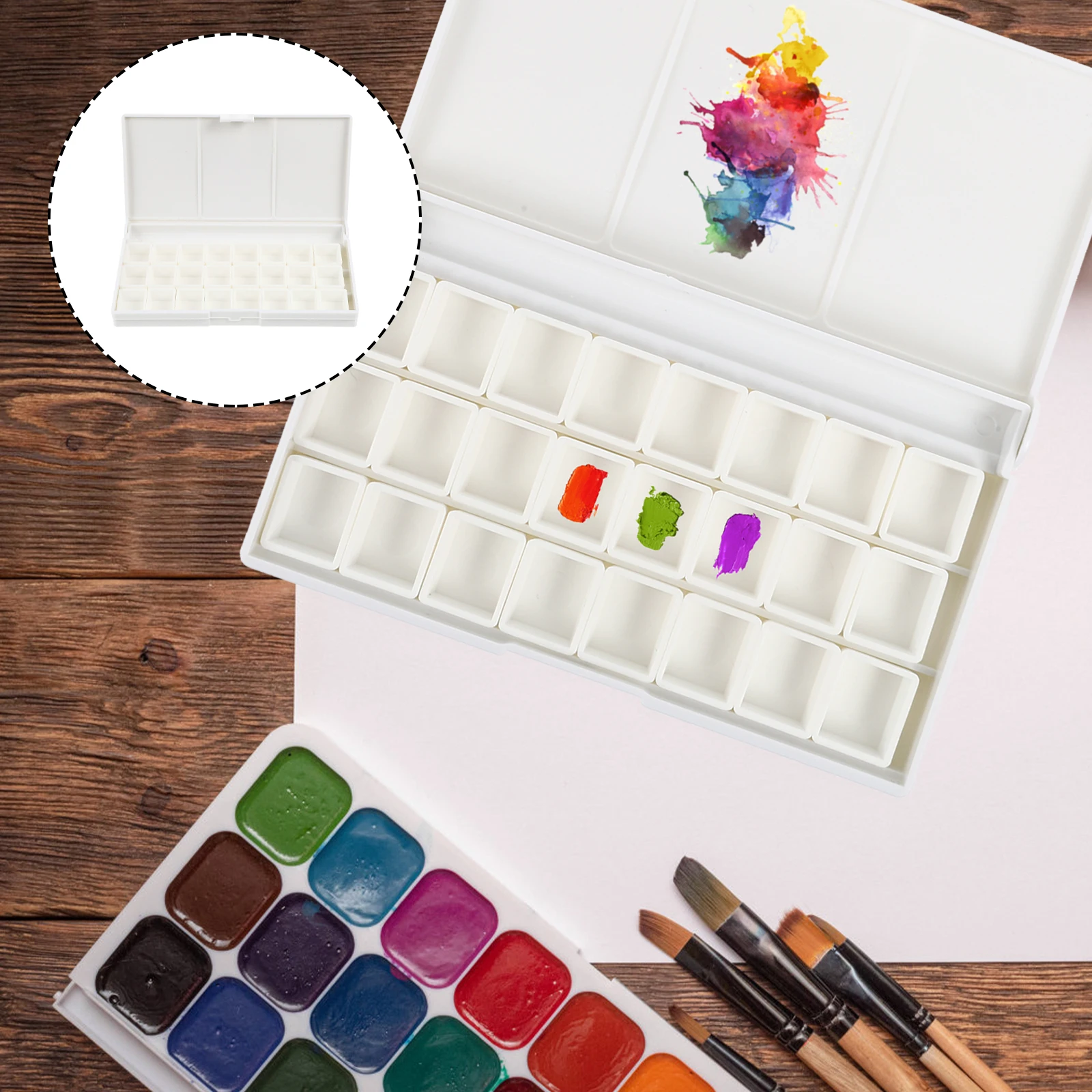 

3pcs Watercolor Paint Box Plastic Pigment ganizer Color Palette Compartments Art Supplies for Artists Students Easy