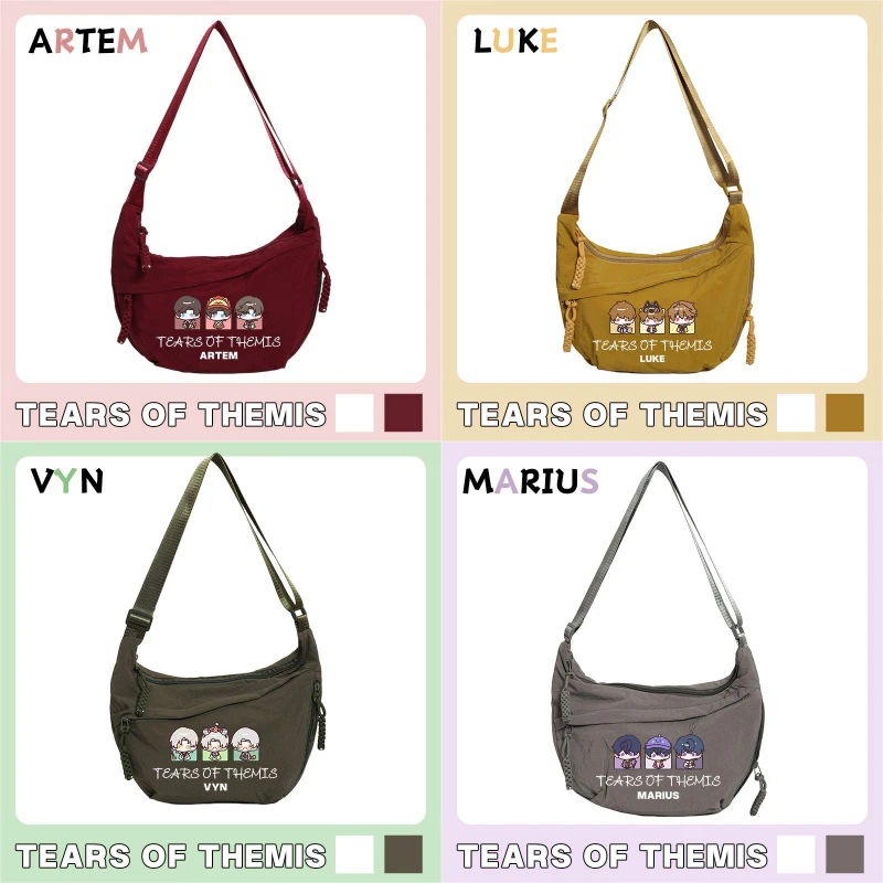 

Игра в стиле аниме «Слезы Фемиды», новинка 2025, потому что Artem Wing Luke Pearce Vilhelm Marius, унисекс, повседневная сумка через плечо для поездок на работу
