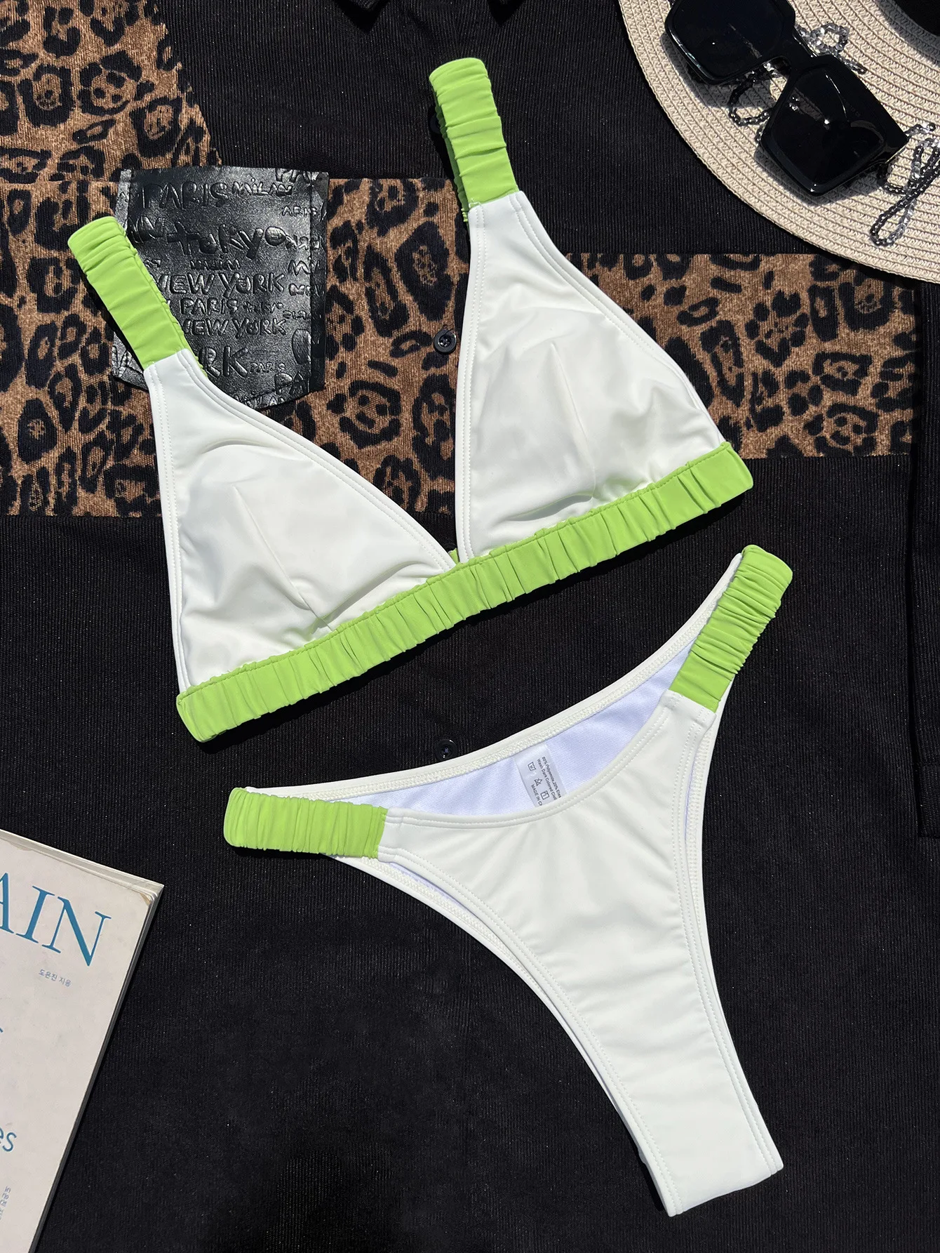 

Sexy Triangle Sport Type Bikini Push Up Bikinis Women Swimwear Splicing Two Piece Swimsuit Splicing Bathing Suit Biquini Femme