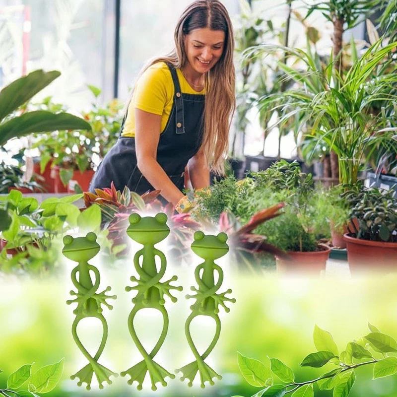 3PCS/Pack Green Frog Shaped Plant Clips DIY Flowers Vines Stem Holder Rack Gardening Gadgets Support for Plants Home Supplies ZYF