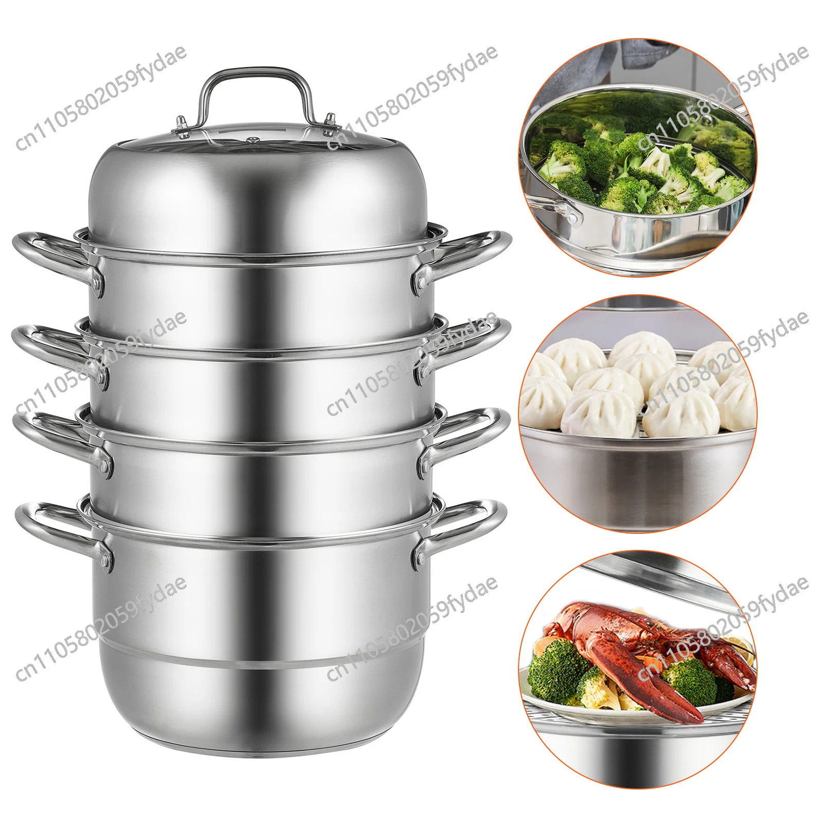 For 5 Layer Food Steamer 28-30cm Stainless Steel Stock Pot for Home Steaming Dumplings Vegetables Rice Cooking Steamed Dish