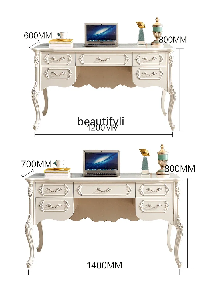 A55 Sedia da scrivania in stile europeo Scrivania in legno massello Studio di fascia alta per la casa Scrivania bianca Tavolo per consultazione di bellezza medica Mobili per ufficio