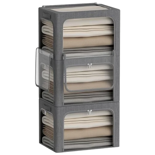 Foldable Stackable Kitchen & Home Clothes Bedding Storage Box Multifunction 3pc Set Organizer Foldable Storage Bag Factory