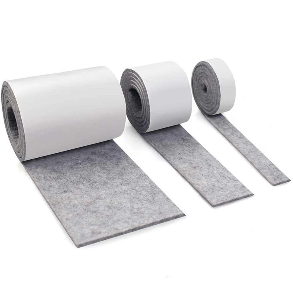 Felt Protective Pad Self-adhesive Cover Shock Absorb-er Mute Mat Protective Sofa Floor Pad 2/5/10x100cm 3 Pack Gray Black