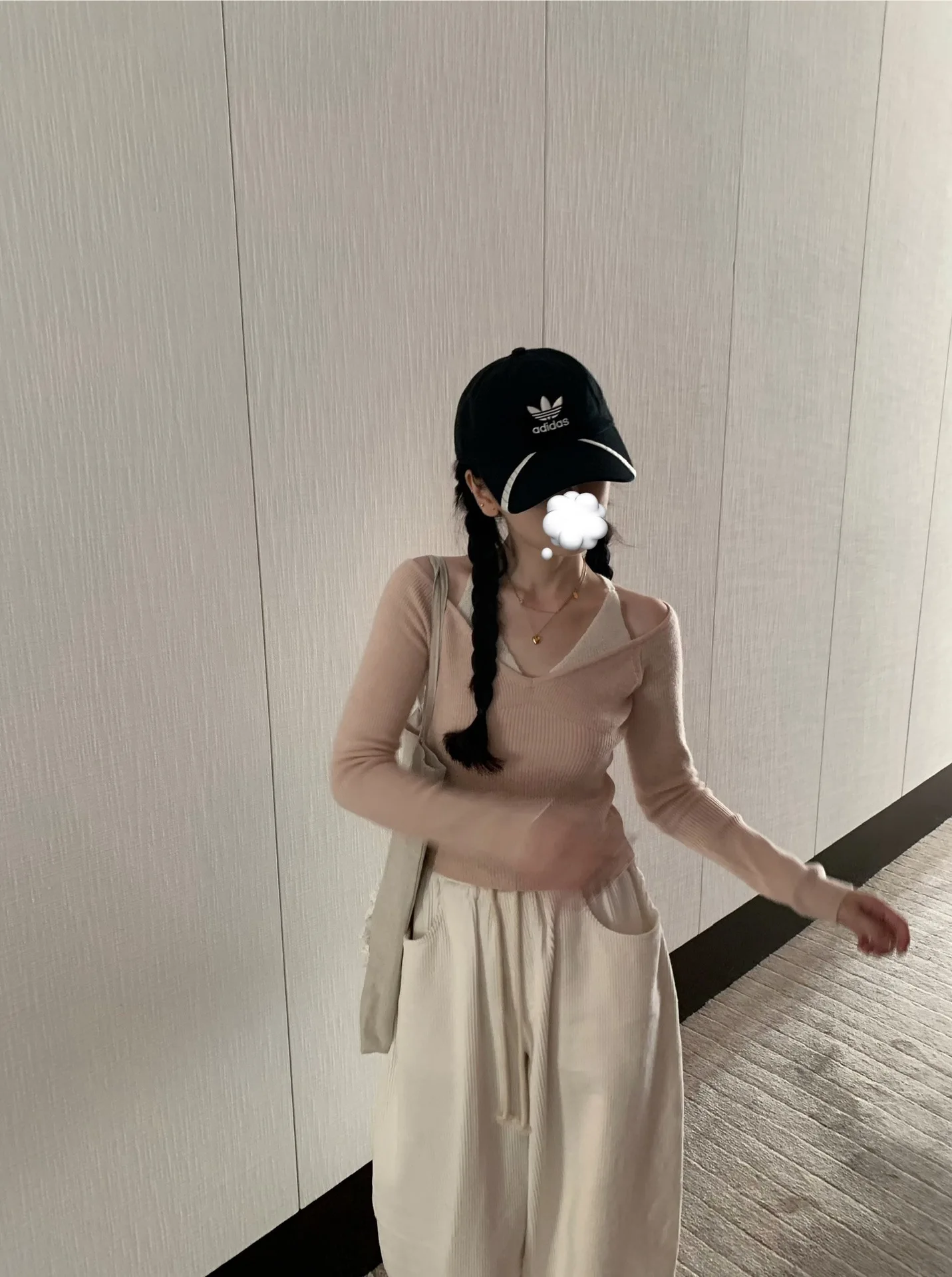 Sweet Dongda Gate Gestricktes Oulder Bared Long Sve Damen Slim Fit Casual Sle Wolloberteil Zweiteiliger Look V Ne Regular L...