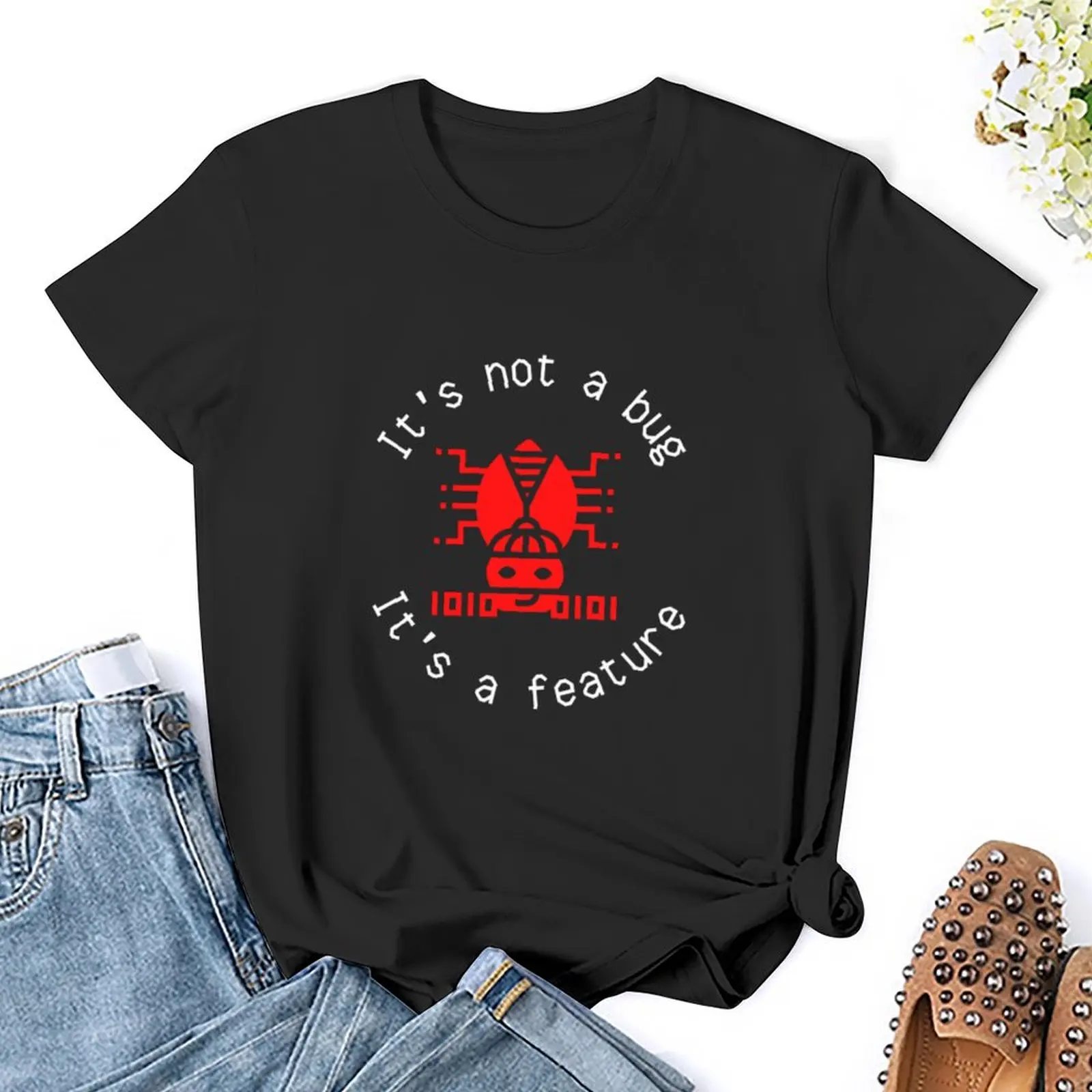 It's Not A Bug It's A Feature T-Shirt pour femme, chemisier uni pour les fans de sport, t-shirts courts