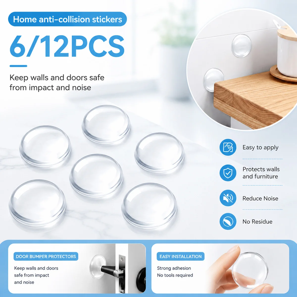 Transparent Rubber Bumper Pads Self Adhesive Door Wall Protectors For Cabinets Drawers Furniture Silent Home Safety Stickers