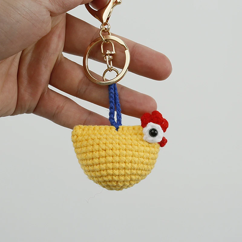 Creative Crochet Keychains Funny Chicken Doll Keychain Cartoon Cute Keyrings Exquisite Backpack Decoration Accessories Gifts