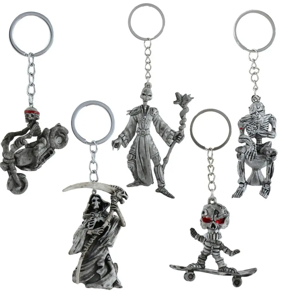 Car Skeleton Keychain Punk Cool Skull Horror Skeleton Pendant Cranial Keychain Skull Keyring Skeleton Skull Key Rings