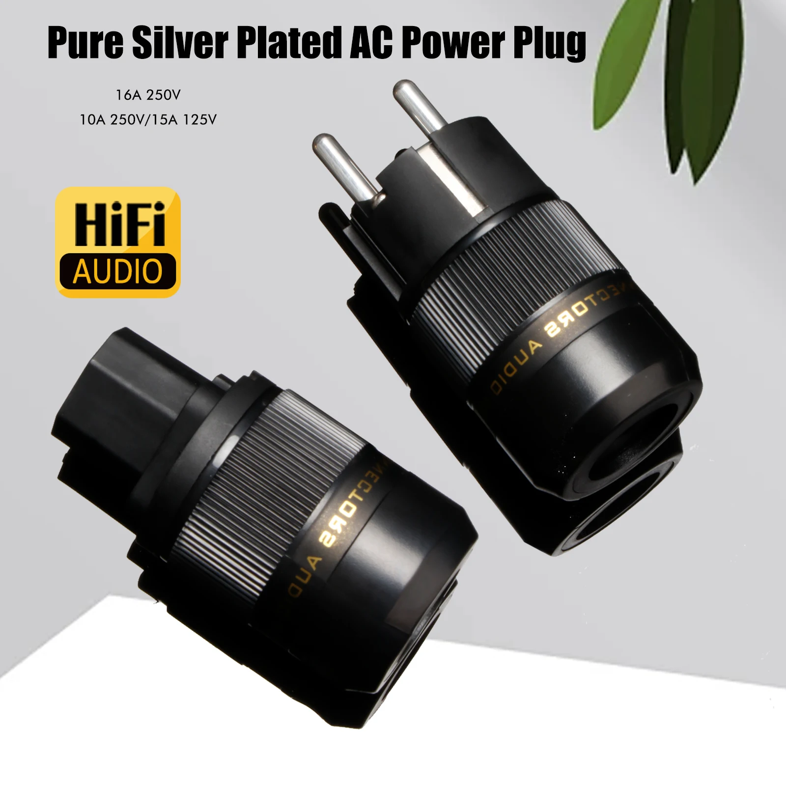 EU Schuko Silver/gold/Rhodium Plated Power Plug IEC C15 Connector Handmade DIY Power Cable AV Power Cable Adapter