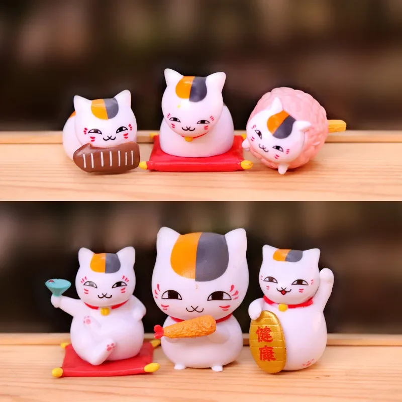 4-5cm 6pcs/lot Japanese Anime Yuujinchou Nyanko Sensei Cat PVC Action Figures Room Decorations Toys Gifts for Fan Friend