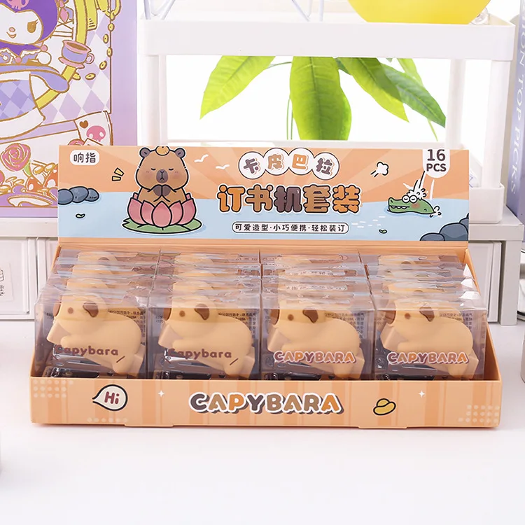 1Pcs Cute 3D Capybara Cartoon Handheld Stapler Mini Office Stapler Set 400 Pcs Staples Include for Home School Office Business