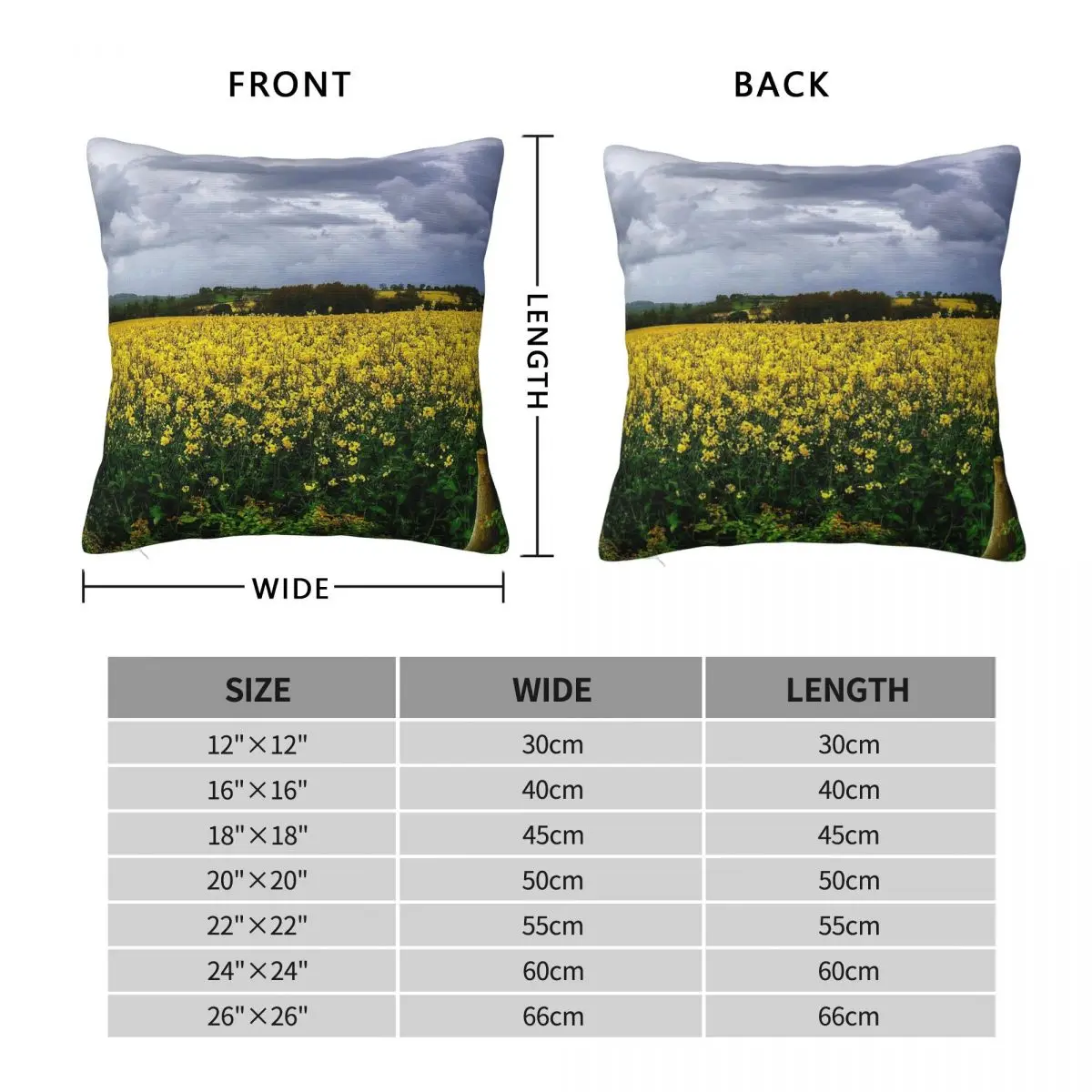 Yellow Pleasant Rapeseed Land Pillowcase Polyester Linen Velvet Creative Zip Decorative Pillow Case Room