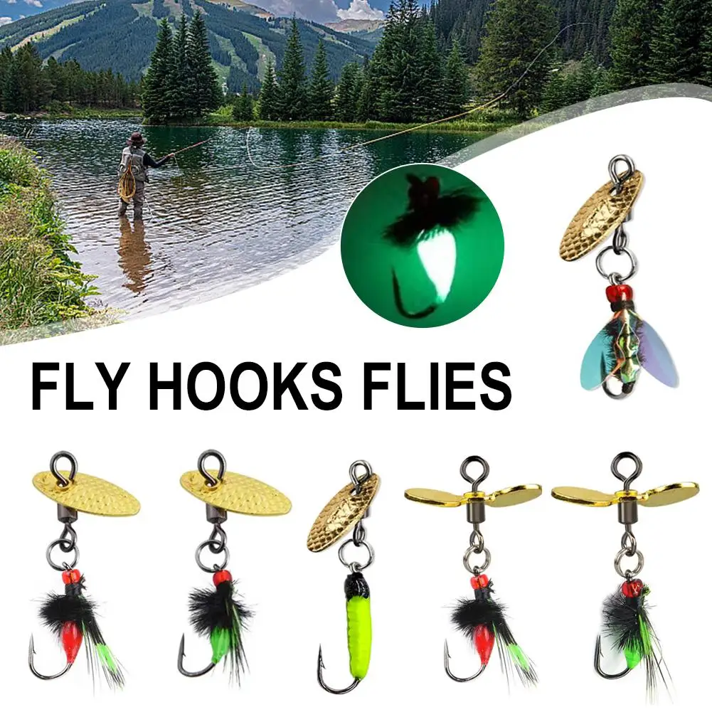 Fly Hooks Flies Insect Lures Bait Fly Fishing Decoy Sequins Bait Insect Lure Fishing Fishhook Bait Trout Nymph Fly Natural Y3M8