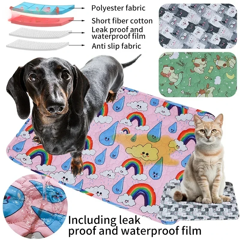 Pet Pee Pad Washable Pet Diaper Mat Reusable Mats for Dogs Dog Bed Urine Washable Dog Training Pad Four Seasons Pet Mat Cover