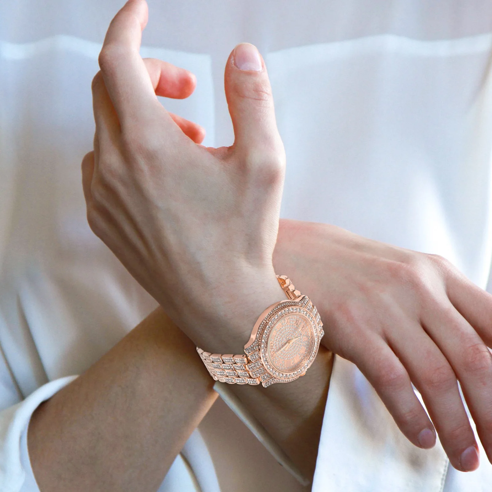 

Rhinestone Ladies Watch Exquisite Decorative Wrist Casual Girl Fashion Quartz Timepiece Sparkling Polished Energy Saving