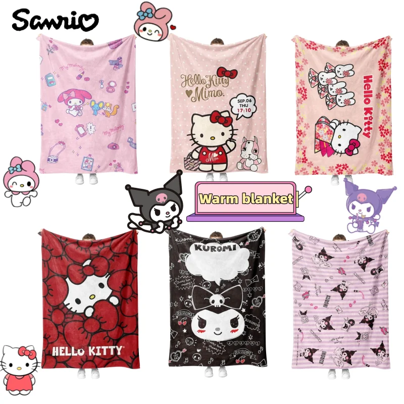 

Hello Kitty My Melody Kuromi аниме персонаж мультфильм узор милое одеяло креативное каваи девичье сердце теплое одеяло для сна подарок