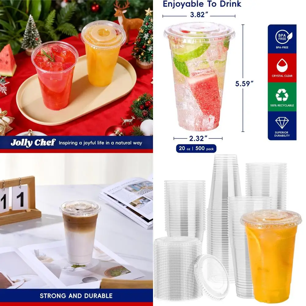 

Одноразовые прозрачные пластиковые стаканы объемом 20 унций с крышками для холодного кофе, смузи, прохладных напитков и особых мероприятий