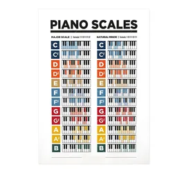 Kwaliteitsmateriaal Piano Gitaar Akkoord Poster Akkoord Praktijk Sticker Art Papier Basisakkoorden Muti-Kleur Piano Gitaar