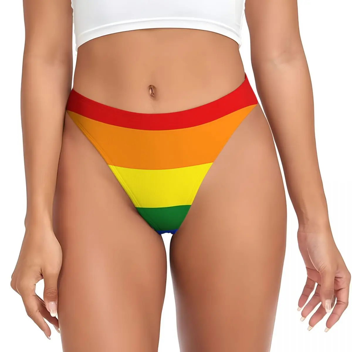 Custom Gay Pride Flag G-string Panties Sexy Breathable Women Stretch Thongs Comfort Underwear