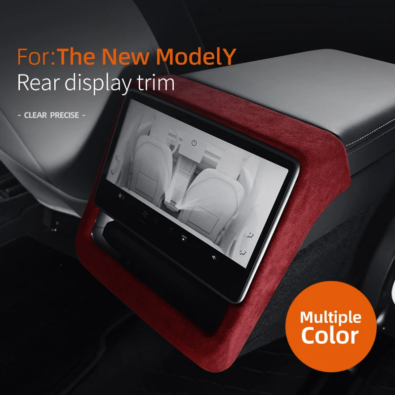 لسيارة تسلا موديل Y إطلاق العرعر 2025، شاشة عرض تلفزيون خلفية من جلد الغزال الكانتارا سوبر إطار ديكور ملحقات السيارة الداخلية