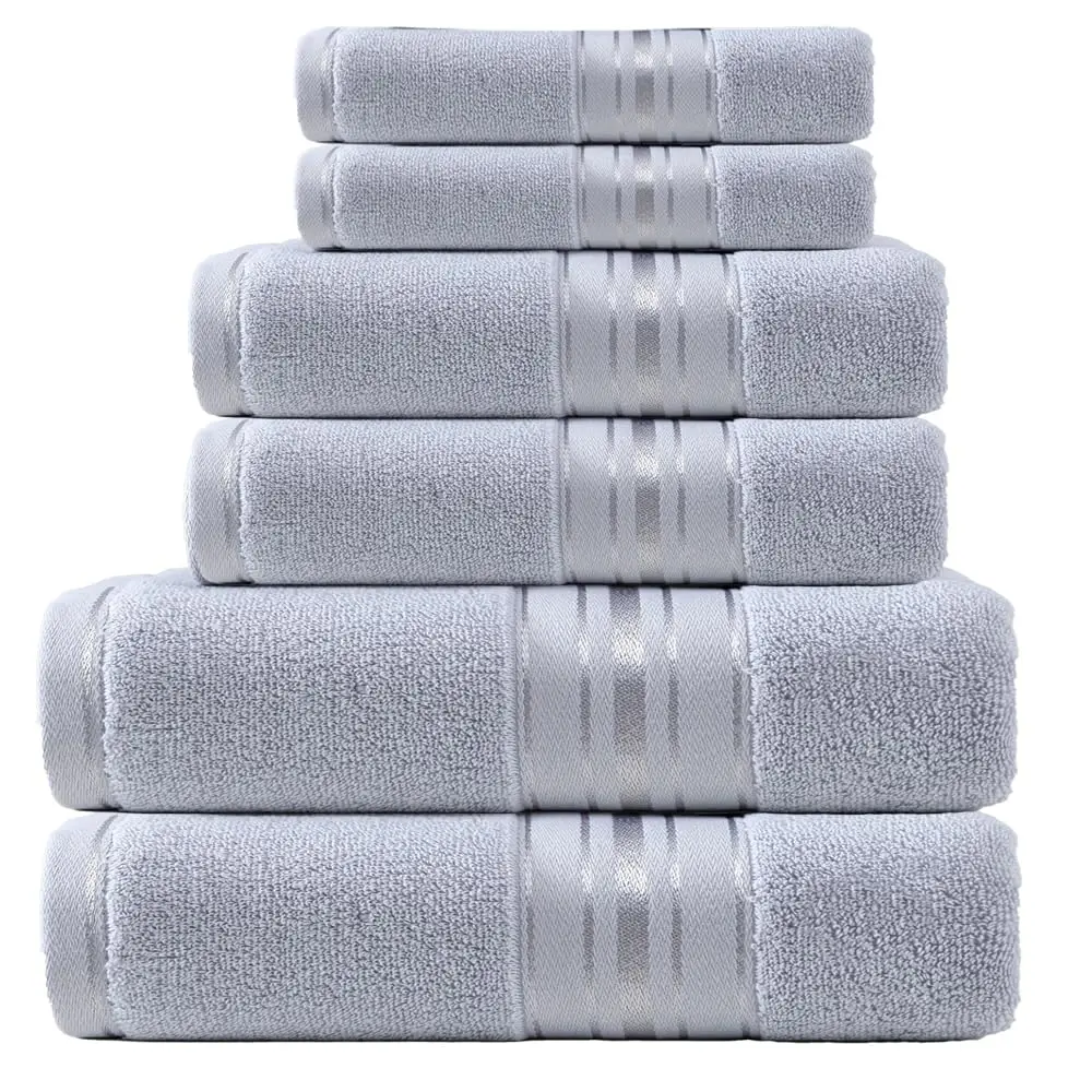 Luxury 6 Piece Towel Set, 2 Bath Towels 2 Hand Towel 2 Washcloths, 600 GSM 100% Cotton Turkish Towels for Bathroom, White Towel Sets