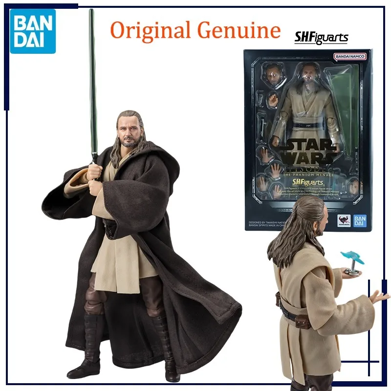 Originele Echte Bandai Anime Star Wars: DE PHANTOM MENACE Qui-Gon Jinn SHF Model Speelgoed Action Figure Geschenken Collectible Ornamenten