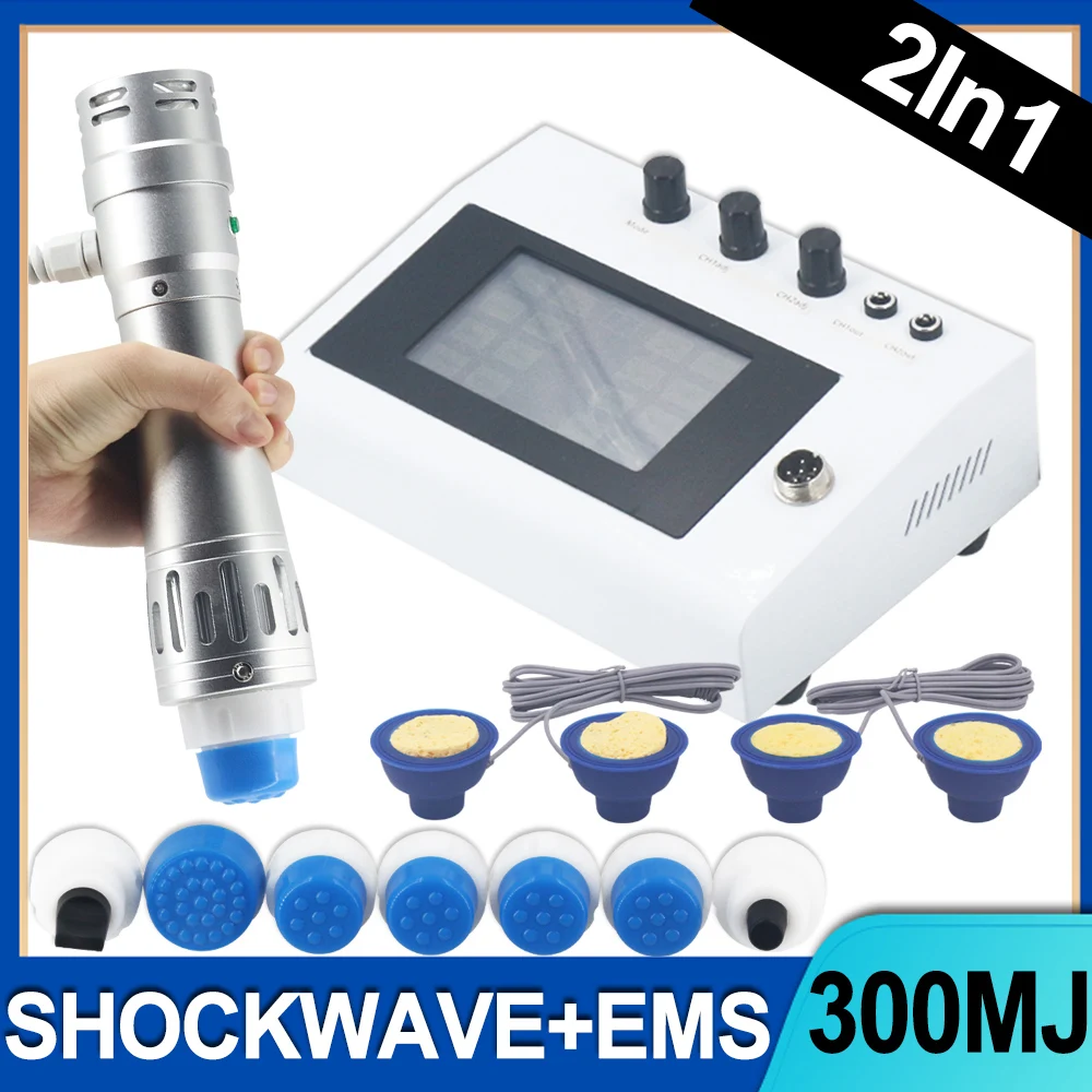 Portable Shockwave Therapy Machine 300MJ ED Treatment Pain Relief Relieve Lower Back Shoulder Pain EMS 2In1 Shock Wave Device