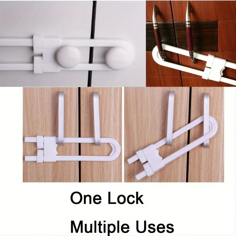 Proof Sliding Cabinet Lock - Safety U Shaped Latch for Cupboard Doors Knobs and Handles