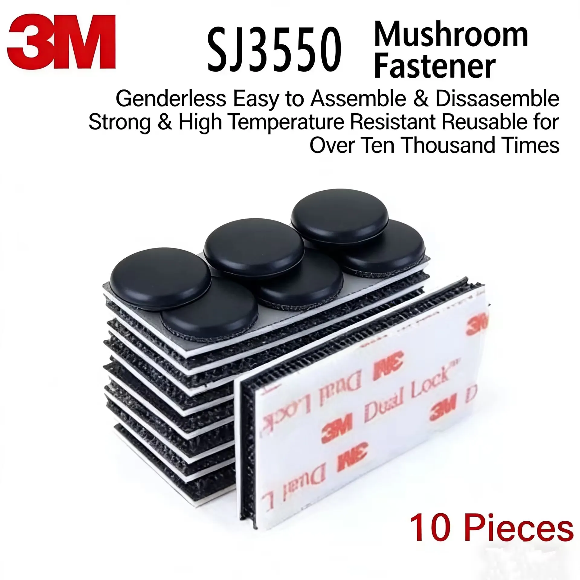 10PCS 3M Mushroom Head Adhesive Tape High Quality Dual Lock Clasp Wavy Lockable Reclosable Double Sided Adhesive Fastener Tape