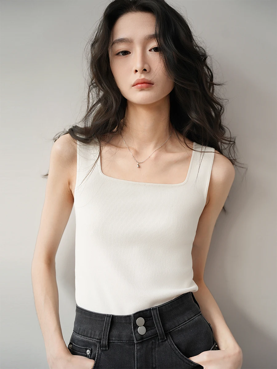 

Achu lectual Generous Square Collar Knitted Tube Top Women Summer Outerwear Inner Match Slim ort Base irt