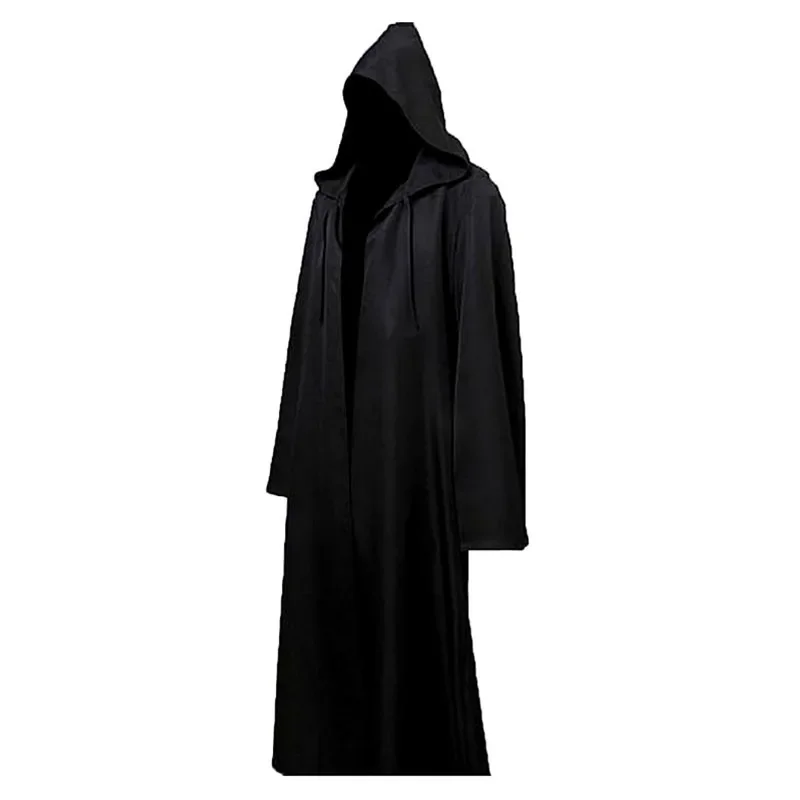 Halloween Witch Long Shirt Hooded Black Robe Cloak Cosplay Costume Adult and Scary Ghost Cloak Child Holiday Costume Set