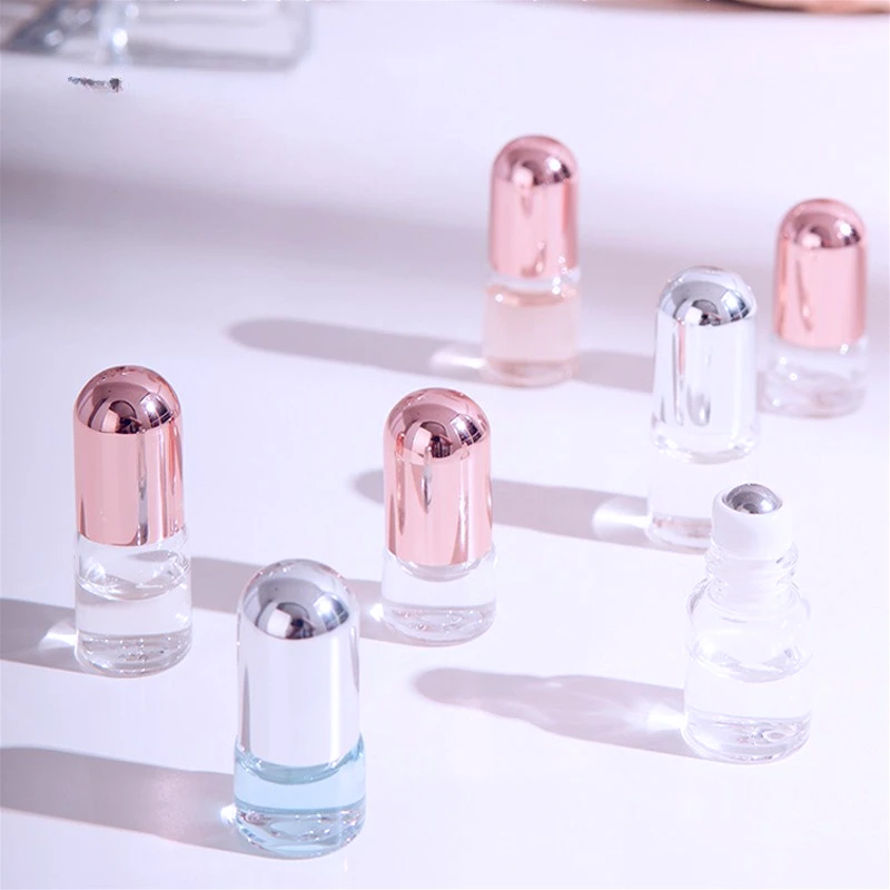 3 uds 1ml 2ml 3ml Mini botella de Perfume con bola de rodillo-portátil y recargable, adecuada para viajes y aceites esenciales
