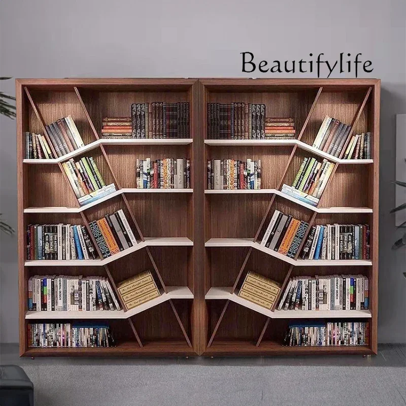 

J Italian light luxury solid wood bookcase combination simple study multi-layer bookshelf locker luxury