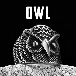 Owl Bird Animal Men Rings Stainless Steel Women Jewelry Vintage Punk Rock Trendy Cool Stuff Fashion Accessories Gift Wholesale