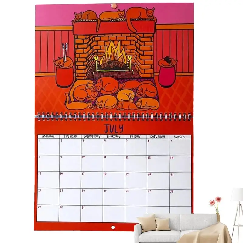 

2024 Cartoon Cat Wall Calendar Cute Weird Cats Calendar Funny Wall Calendar Wall Planner New Year Gifts