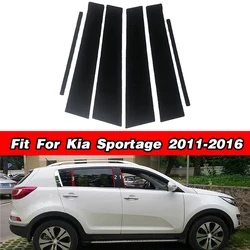 6pcs Window Door Column B C Pillar Post Cover Trim For Kia Sportage 2011 2012 2013 2014 2015 2016 Decoration Stickers