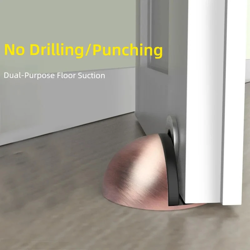 

Glass & Bedroom Door Protector: No-Drill Magnetic Floor-Mounted Stopper with Silicone Anti-Collision Buffer, Windproof Design