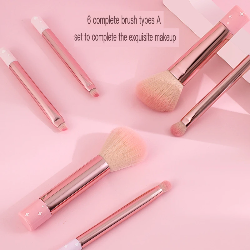 Beauty Master Pêssego Pó Mini Tubo Longo Pincel de Maquiagem Blush Portátil Ultra Macio Conjunto de Pincel de Sombra de Olho